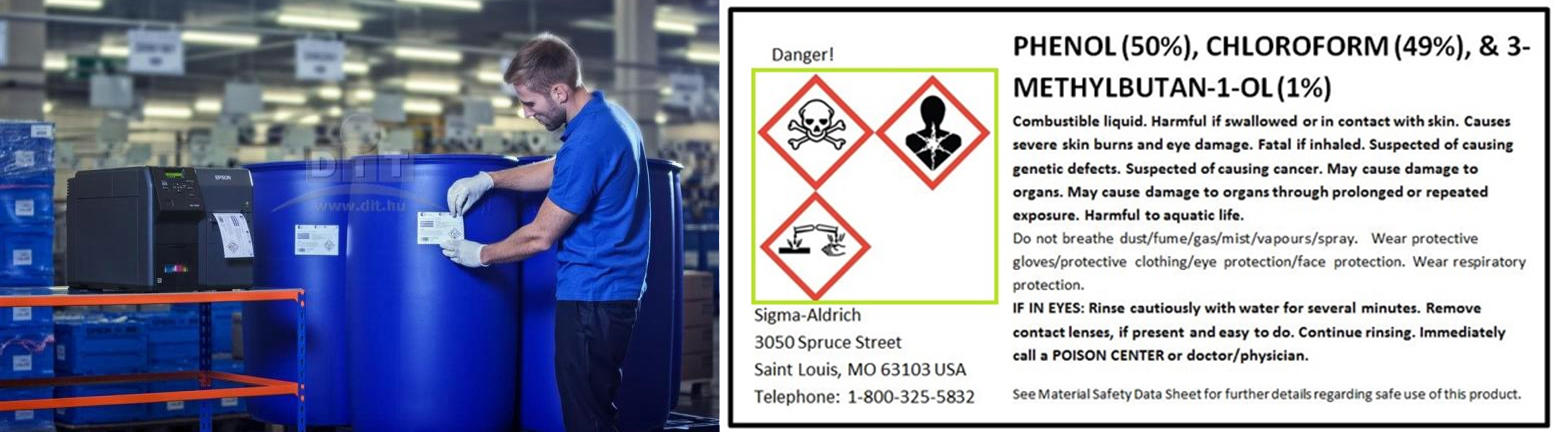 Epson TM-C7500 For Chemical Drum Labels - GHS BS5609 Labels