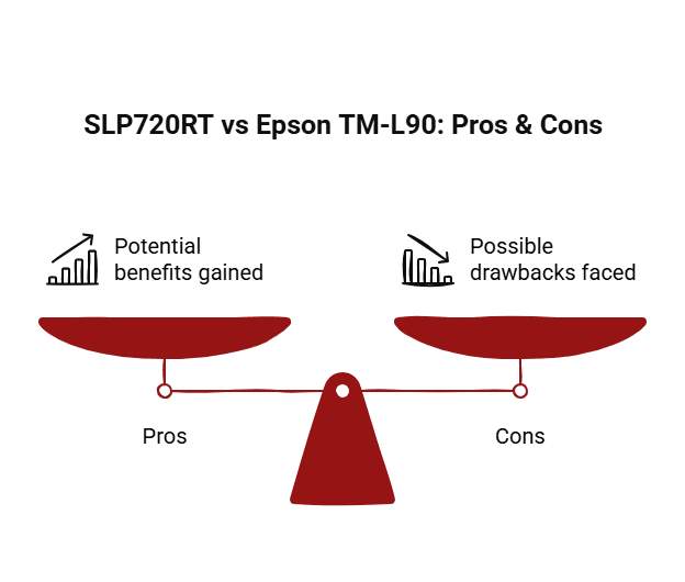 Infographic of Pros & Cons SLP720RT vs Epson TM-L90 Infographic of Pros & Cons SLP720RT vs Epson TM-L90