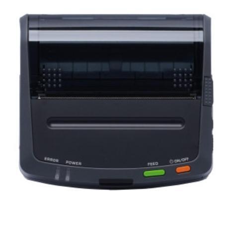 A black printer with buttons.