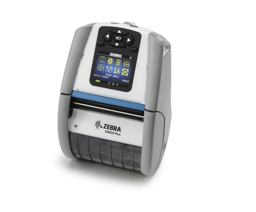 A white portable printer lying.